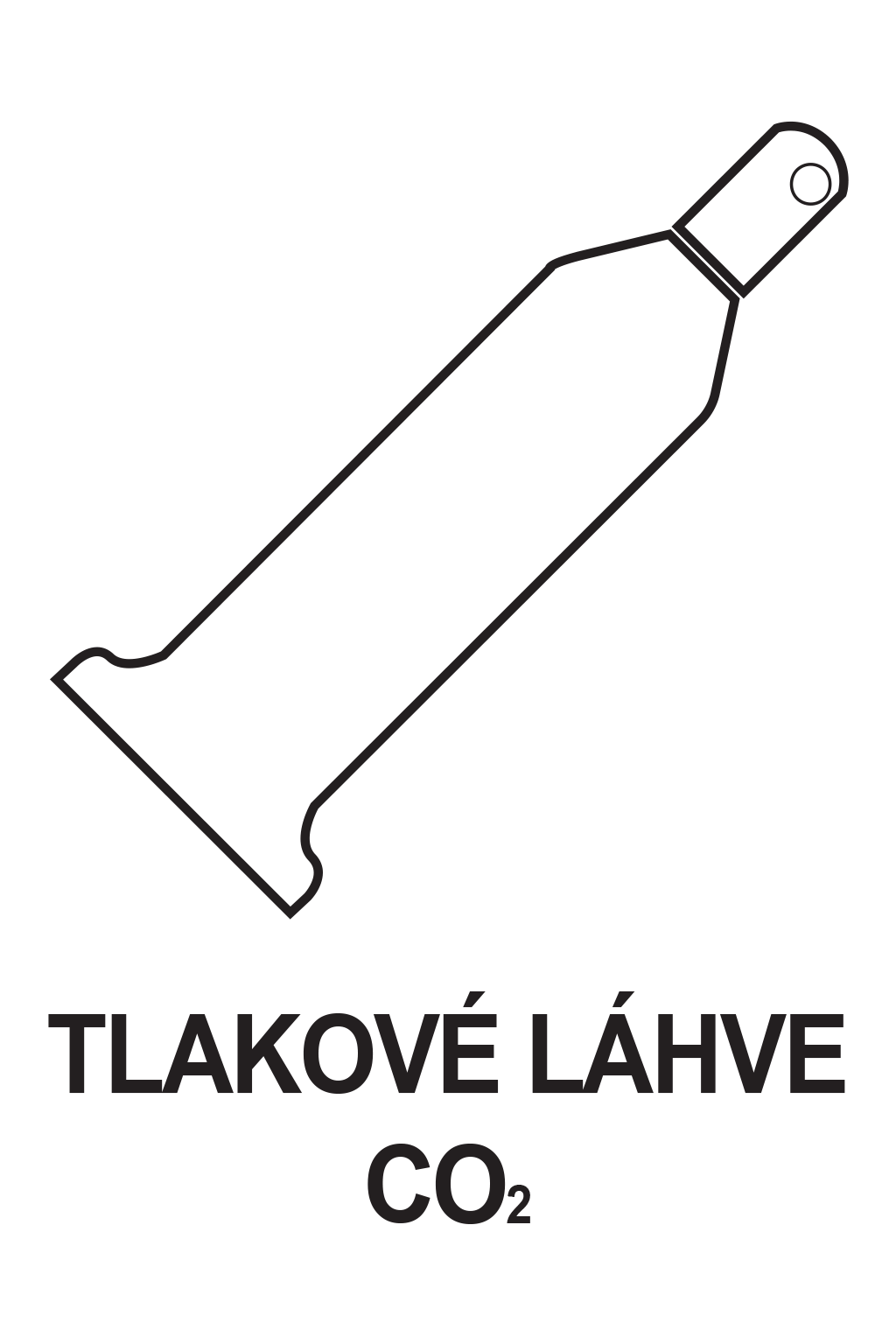 Symbol + text : Tlakové láhve CO2