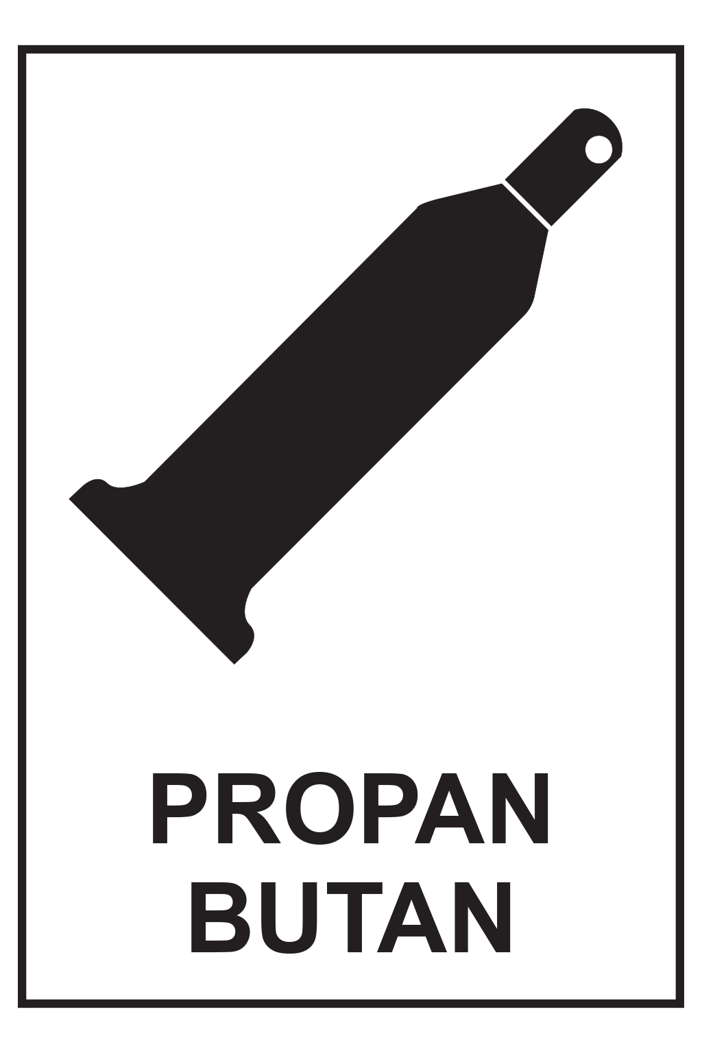 Symbol láhve + doplňkový text : PROPAN BUTAN