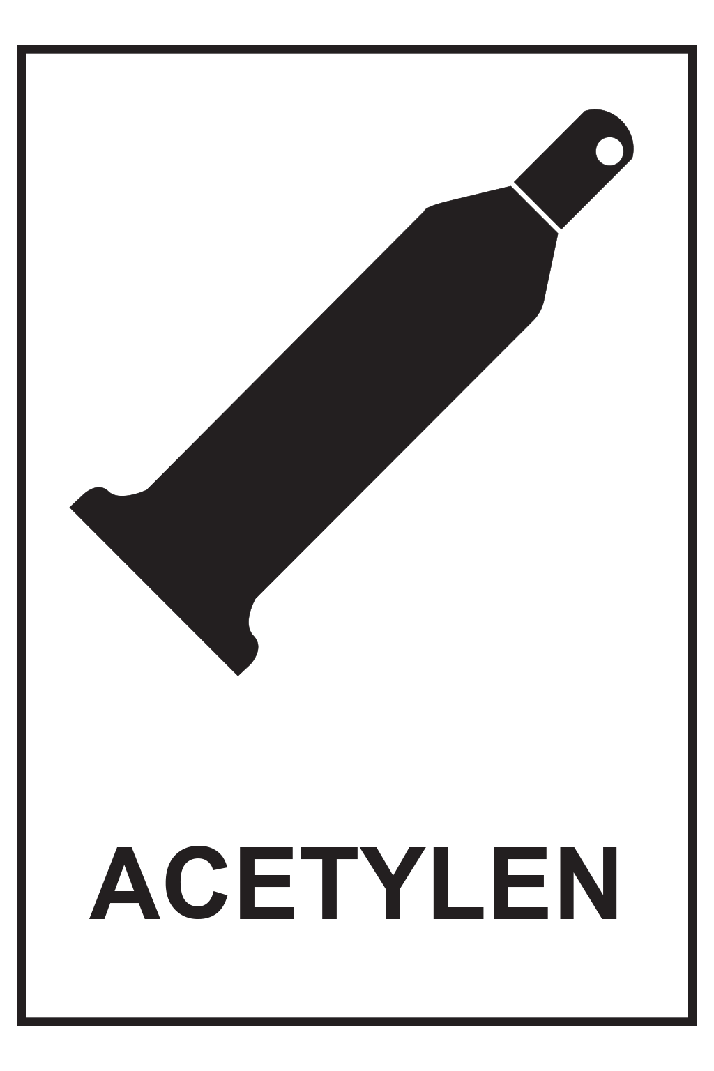 Symbol láhve + doplňkový text : ACETYLEN