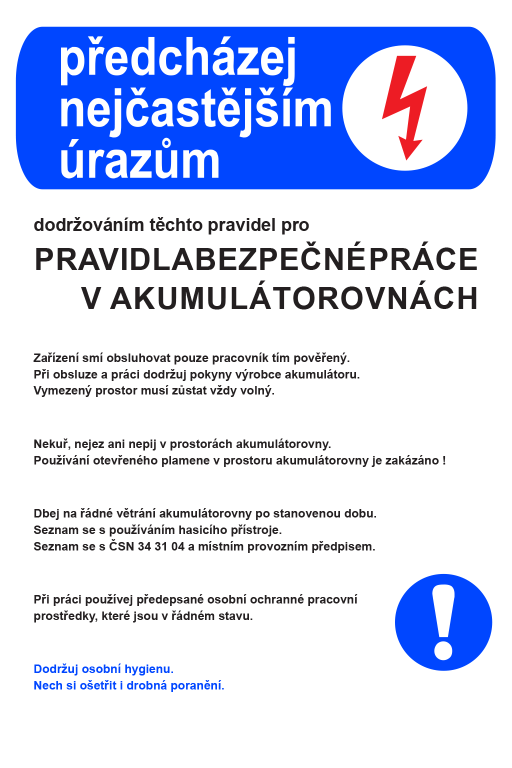 Pravidla bezpečné práce v akumulátorovnách
