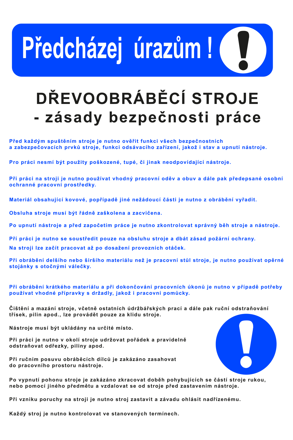 Dřevoobráběcí stroje - zásady bezpečnosti práce