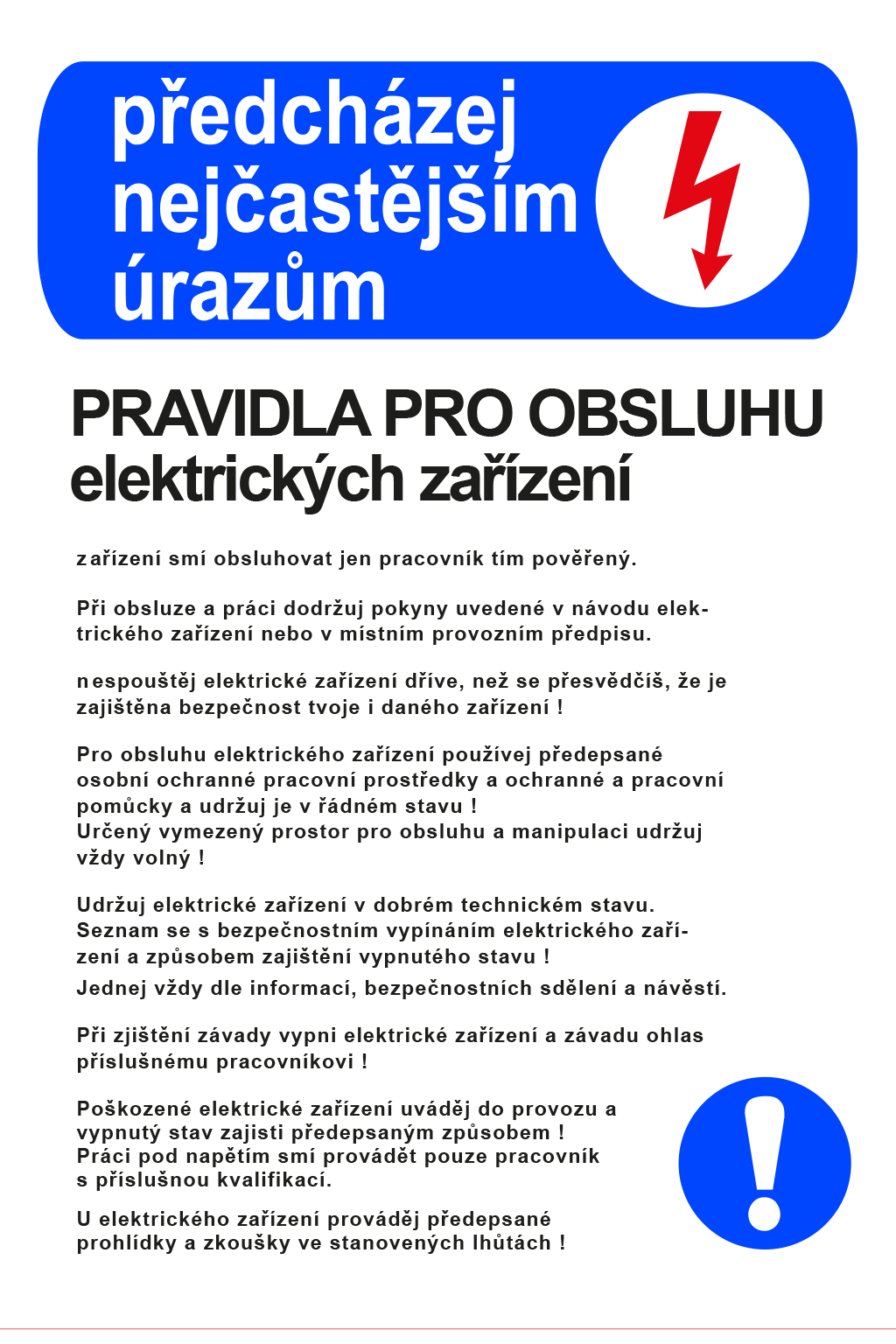 Pravidla pro obsluhu elektrických zařízení