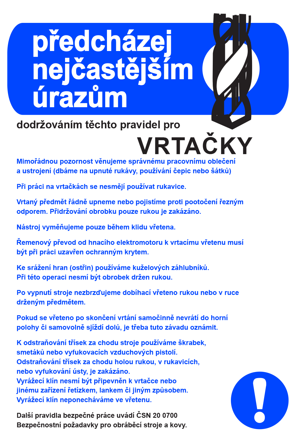 Pravidla bezpečné práce pro vrtačky