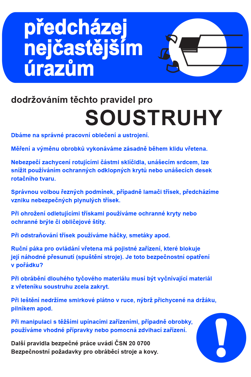 Pravidla bezpečné práce pro soustruhy