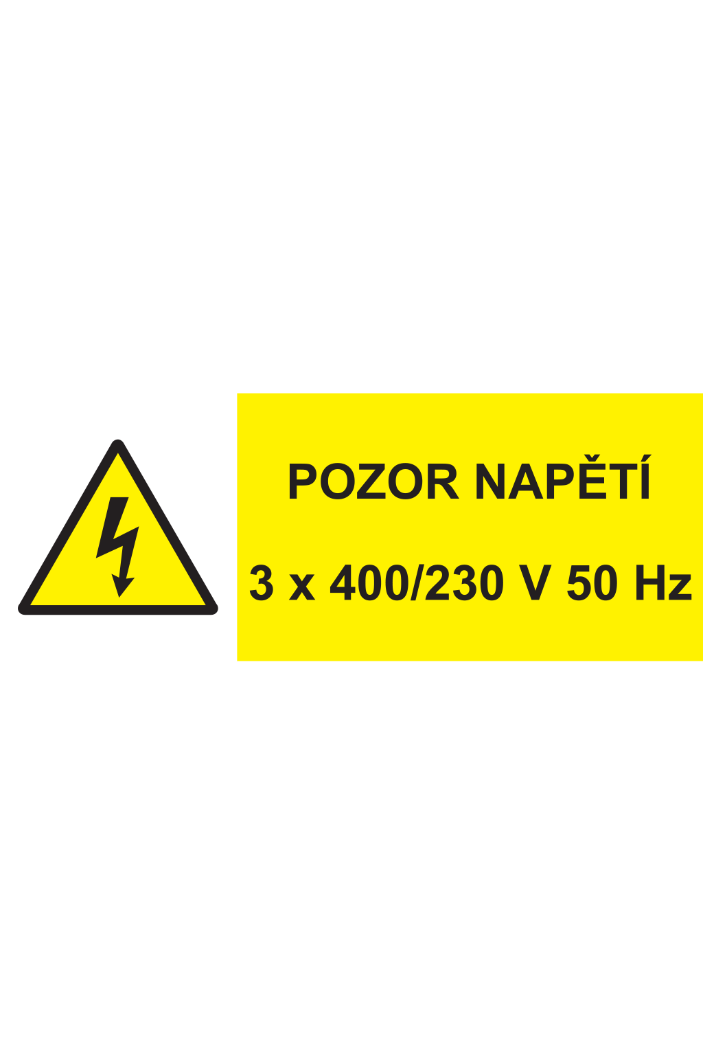 Pozor - napětí 3 x 400/230V 50 Hz