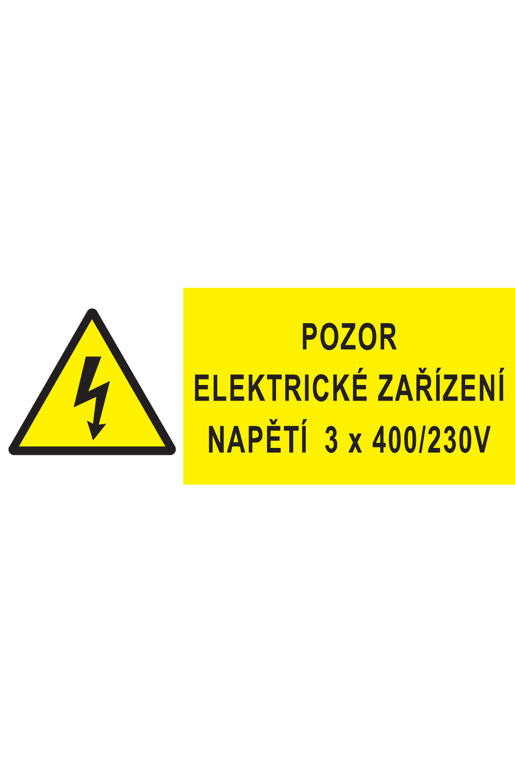 Pozor elektrické zařízení napětí 3 x 400/230V