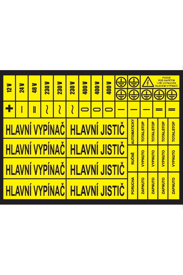 Arch - hlavní jistič, zapnuto, vypnuto, 12V...
