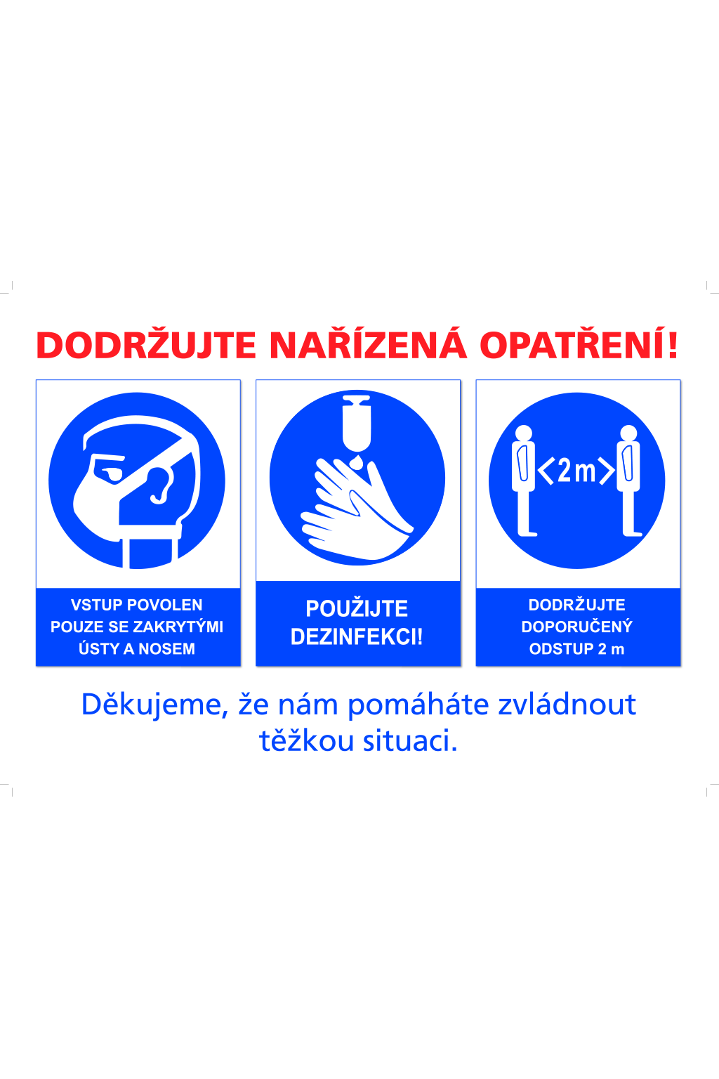 Nálepka - noste roušky, použijte dezinfekci, dodržujte odstup